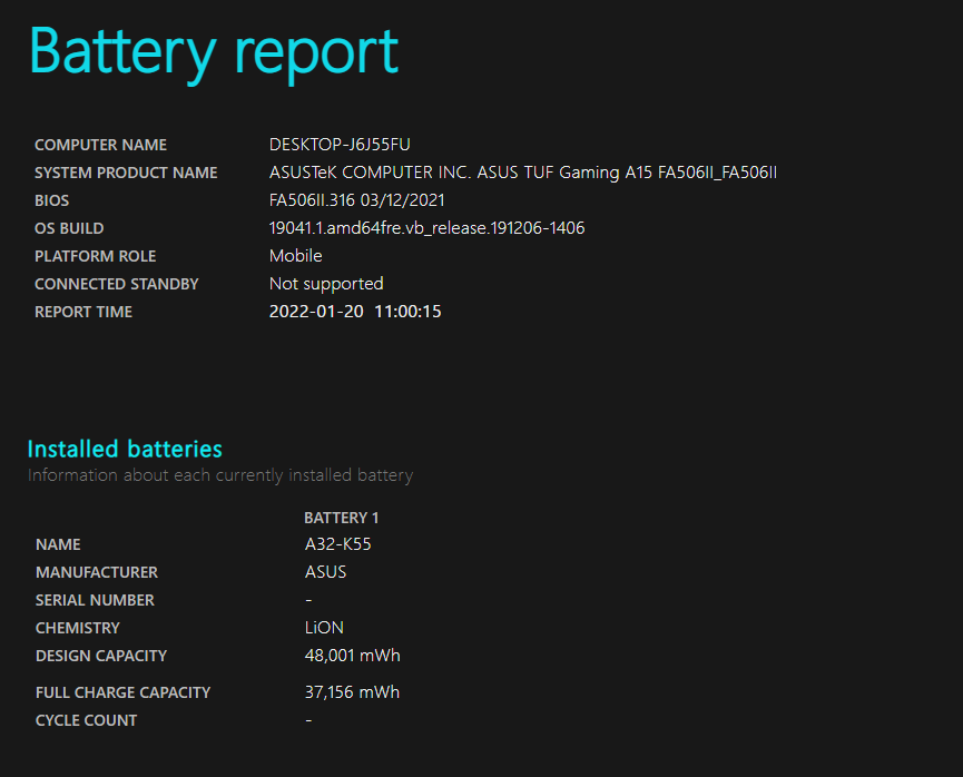 Battery life windows 10/11