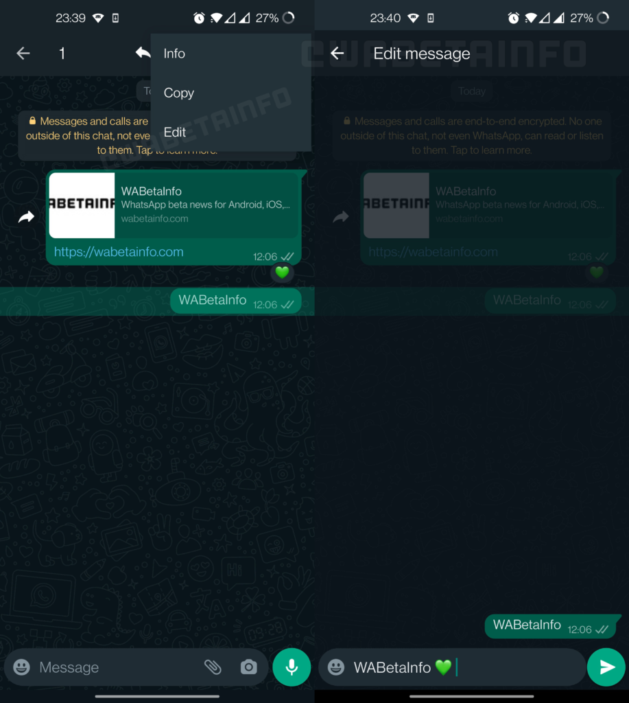 Edit Message on whatsapp
